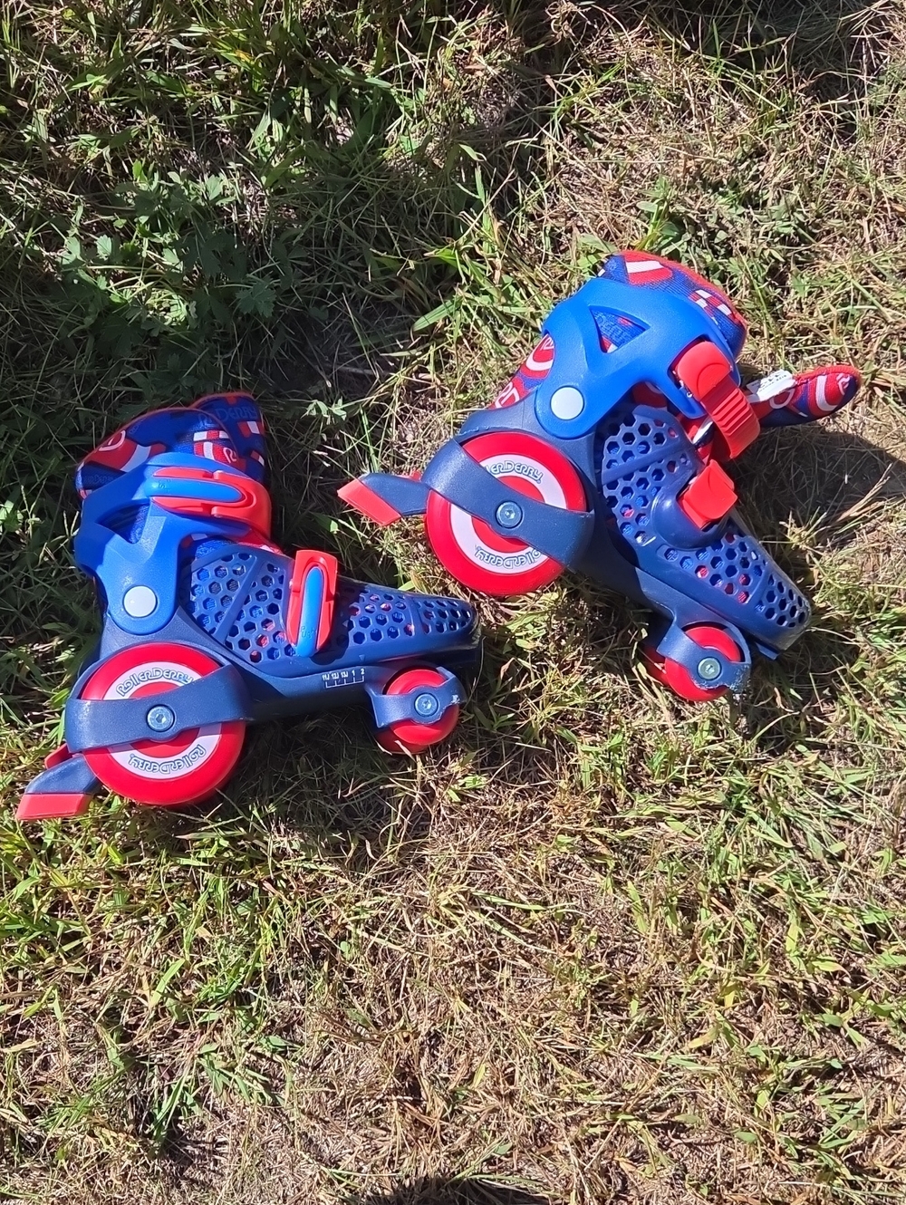 Adjustable Blue and Red Kids Roller Skates